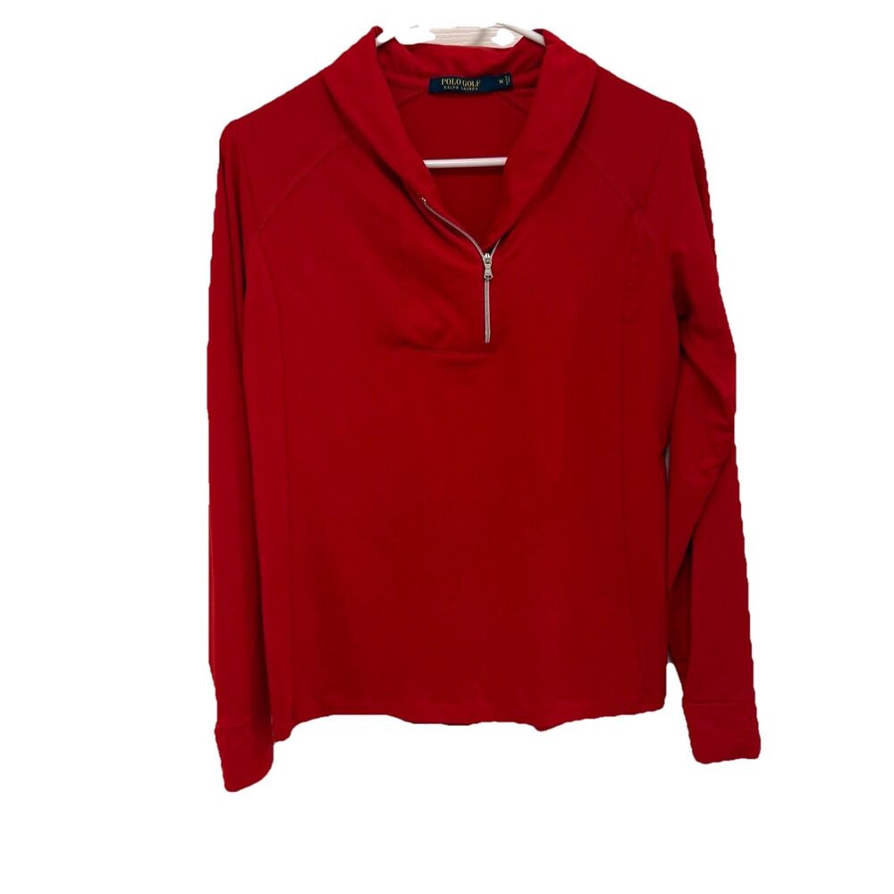 Polo Ralph Lauren Golf Women Medium Red Quarter Zip Pullover Long Sleeve